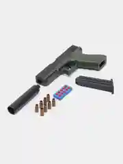 Зеленый пистолет GLOCK-18, с глушителем, выброс гильз
