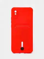 Красный чехол Xiaomi Redmi 9A, Сяоми Редми 9А, силиконовый, с карманом для карты