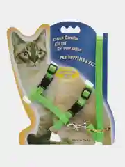 Зеленый шлейка с поводком для кошек