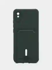Зеленый чехол Xiaomi Redmi 9A, Сяоми Редми 9А, силиконовый, с карманом для карты