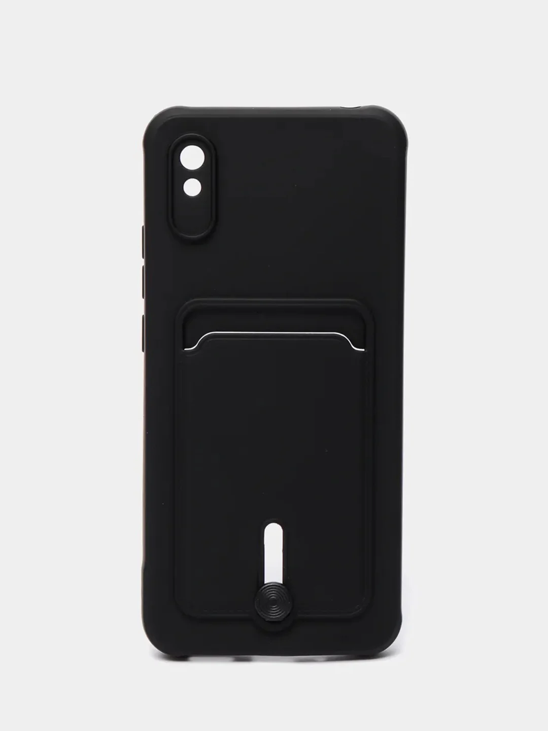 Черный чехол Xiaomi Redmi 9A, Сяоми Редми 9А, силиконовый, с карманом для карты