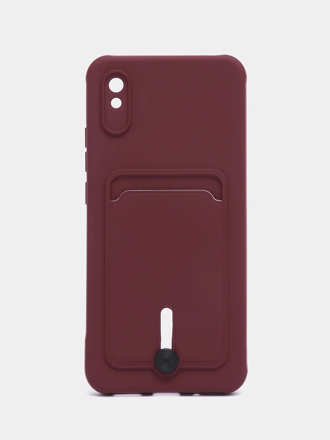 Бордовый чехол Xiaomi Redmi 9A, Сяоми Редми 9А, силиконовый, с карманом для карты