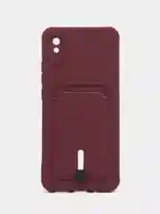 Бордовый чехол Xiaomi Redmi 9A, Сяоми Редми 9А, силиконовый, с карманом для карты