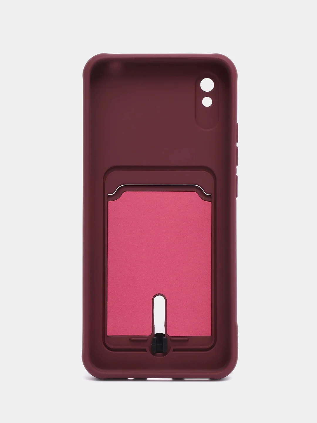 Бордовый чехол Xiaomi Redmi 9A, Сяоми Редми 9А, силиконовый, с карманом для карты