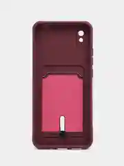 Бордовый чехол Xiaomi Redmi 9A, Сяоми Редми 9А, силиконовый, с карманом для карты