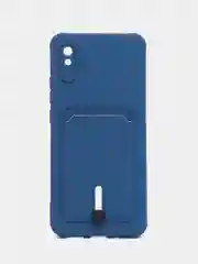Синий чехол Xiaomi Redmi 9A, Сяоми Редми 9А, силиконовый, с карманом для карты