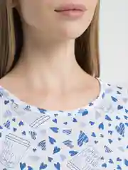 Синий платье женское, домашняя сорочка, хлопок