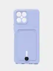 Лавандовый чехол Honor X8 4G, Хонор Х8 4Г силиконовый, с карманом для карты