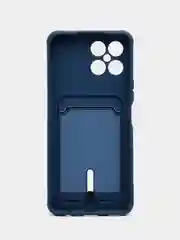 Синий чехол Honor X8 4G, Хонор Х8 4Г силиконовый, с карманом для карты