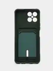 Зеленый чехол Honor X8 4G, Хонор Х8 4Г силиконовый, с карманом для карты