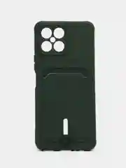 Зеленый чехол Honor X8 4G, Хонор Х8 4Г силиконовый, с карманом для карты