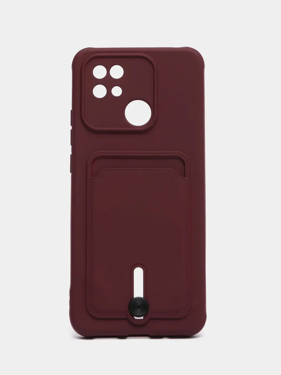 Бордовый чехол Xiaomi Redmi 10C / Poco C40, Сяоми Редми 10С, Поко С40 силиконовый с карманом для карты