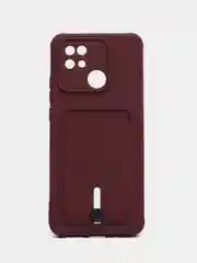 Бордовый чехол Xiaomi Redmi 10C / Poco C40, Сяоми Редми 10С, Поко С40 силиконовый с карманом для карты