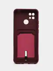 Бордовый чехол Xiaomi Redmi 10C / Poco C40, Сяоми Редми 10С, Поко С40 силиконовый с карманом для карты