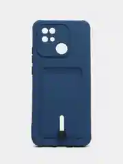 Синий чехол Xiaomi Redmi 10C / Poco C40, Сяоми Редми 10С, Поко С40 силиконовый с карманом для карты
