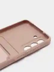 Бежевый меланж чехол для Samsung Galaxy S21 FE / Самсунг Галакси С21 ФЕ силиконовый, с карманом для карты