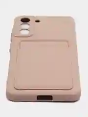 Бежевый меланж чехол для Samsung Galaxy S21 FE / Самсунг Галакси С21 ФЕ силиконовый, с карманом для карты