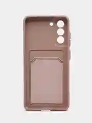 Бежевый меланж чехол для Samsung Galaxy S21 FE / Самсунг Галакси С21 ФЕ силиконовый, с карманом для карты