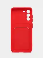 Красный чехол для Samsung Galaxy S21 FE / Самсунг Галакси С21 ФЕ силиконовый, с карманом для карты