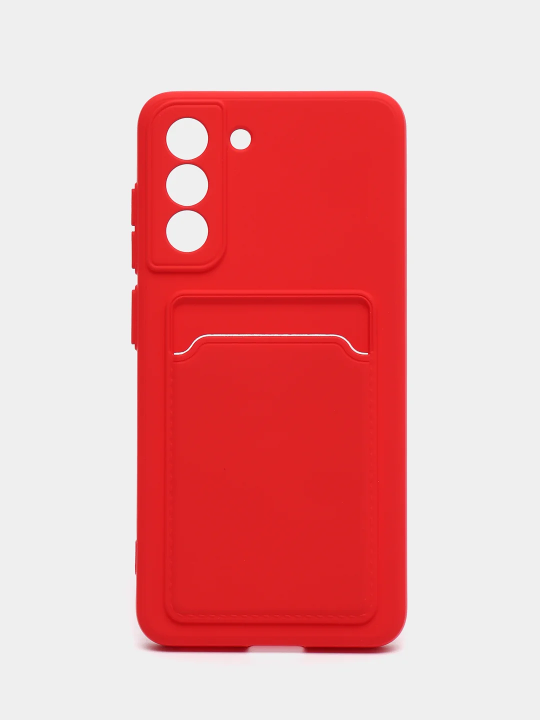 Красный чехол для Samsung Galaxy S21 FE / Самсунг Галакси С21 ФЕ силиконовый, с карманом для карты