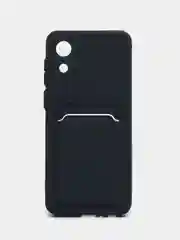 Темно-синий чехол для Samsung Galaxy A03 Core, Самсунг А03 Кор силиконовый, с карманом для карты