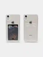 Чехол силиконовый для iPhone XR, 11, 12, 13, 14, Pro Max, 7, с карманом для карт, прозрачный