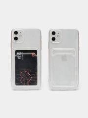 Чехол силиконовый для iPhone 7, 8 Plus, XR, 11, 12, 13, 14 Pro Max, с карманом для карт