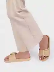 Бежевый сланцы женские с пряжкой, 3 цвета