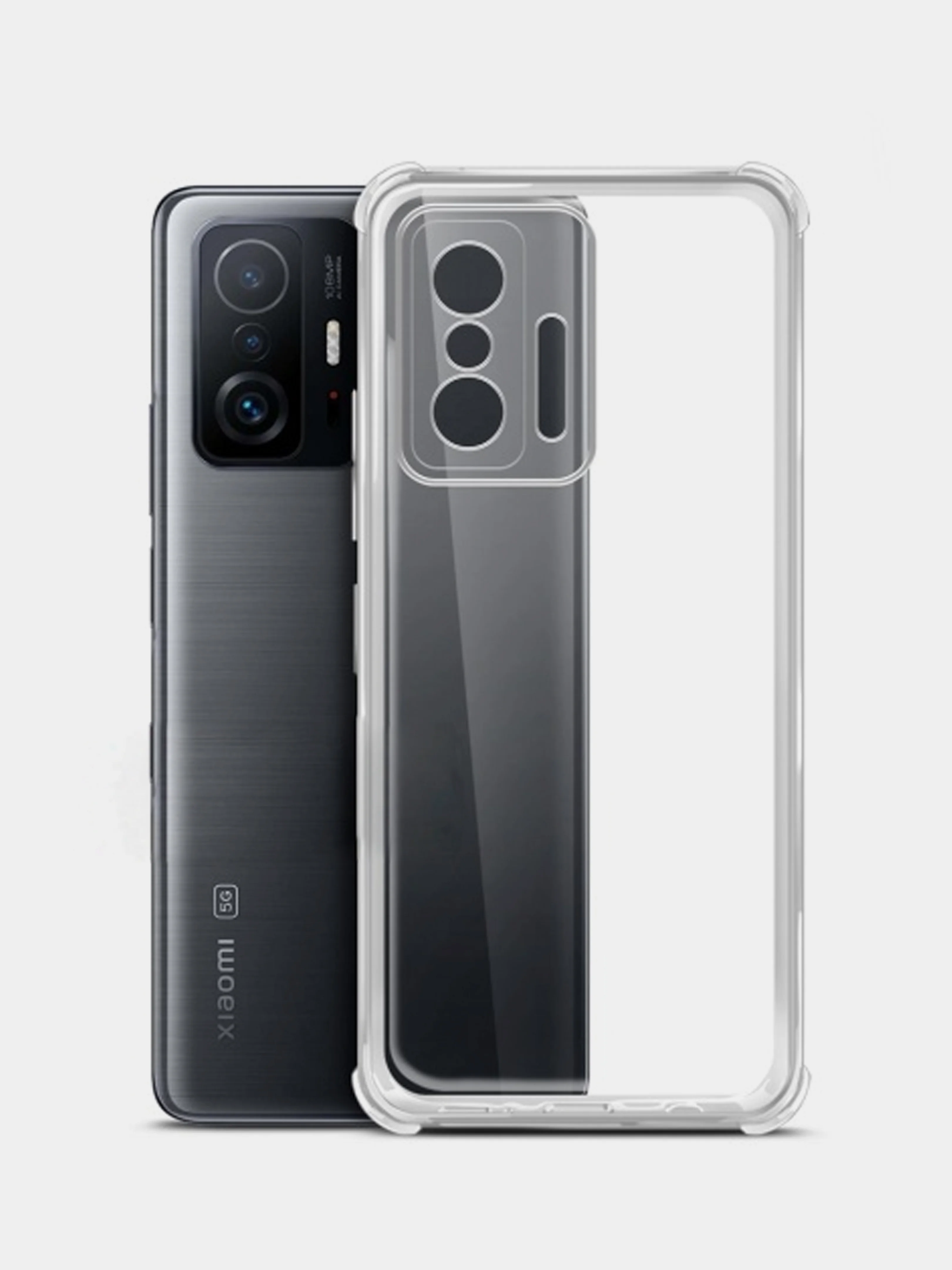 Прозрачный чехол прозрачный с защитой углов и камеры для Xiaomi 11T, Xiaomi 11T Pro
