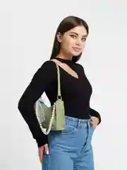 Лайм женская сумка багет с жемчужным украшением