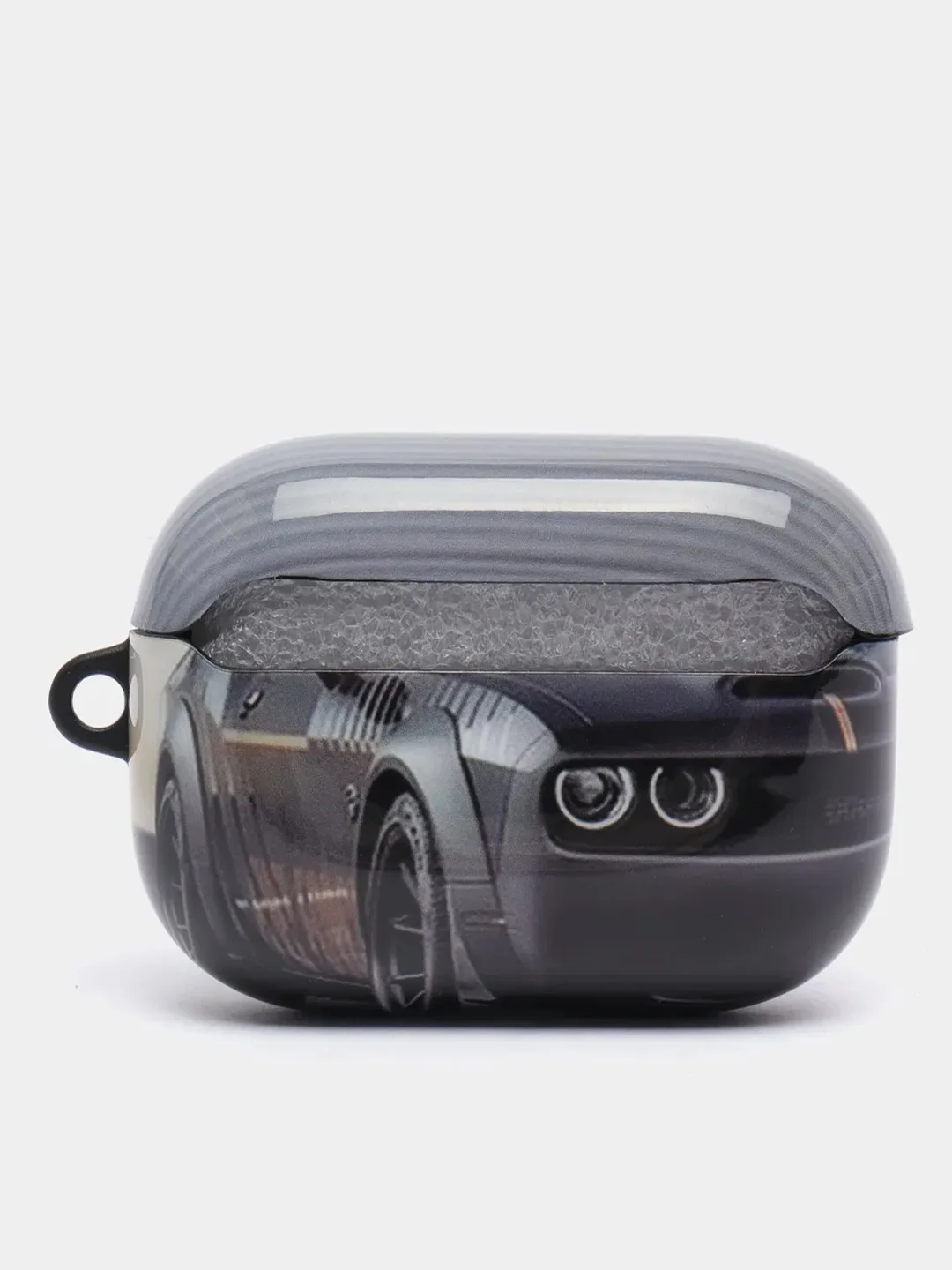Серый чехол с рисунком на AirPods Pro, с карабином