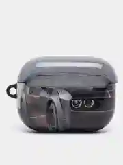 Серый чехол с рисунком на AirPods Pro, с карабином