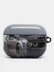 Серый чехол с рисунком на AirPods Pro, с карабином