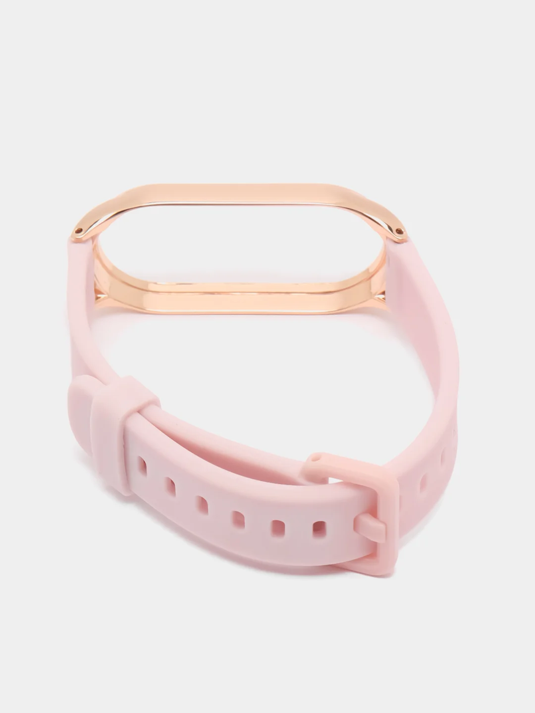 Розовый ремешок для Xiaomi Мi band 7 (ксяоми ми бэнд) силиконовый металлический фитнес часы трекер