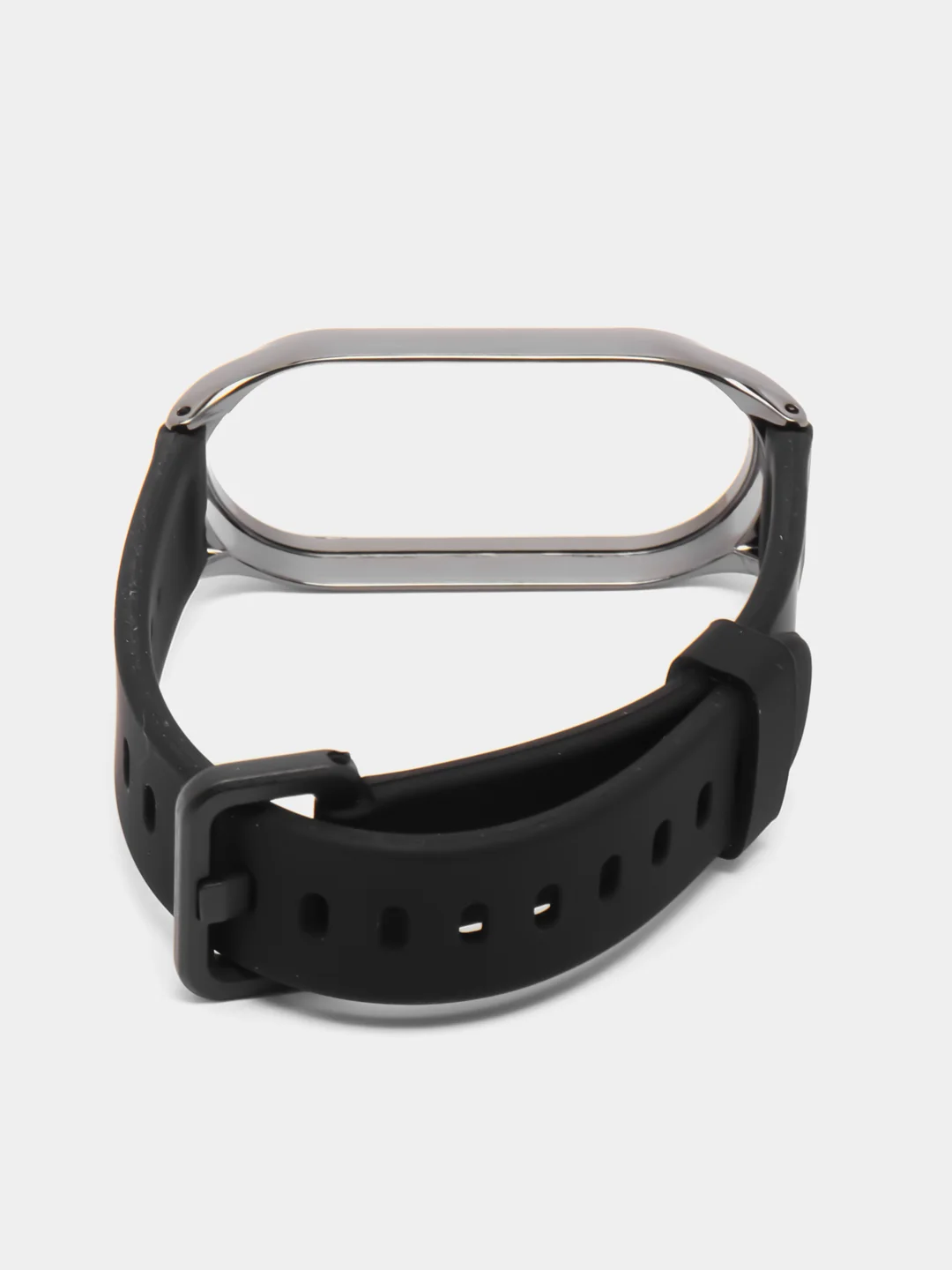 Черный ремешок для Xiaomi Мi band 7 (ксяоми ми бэнд) силиконовый металлический фитнес часы трекер