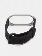 Черный ремешок для Xiaomi Мi band 7 (ксяоми ми бэнд) силиконовый металлический фитнес часы трекер