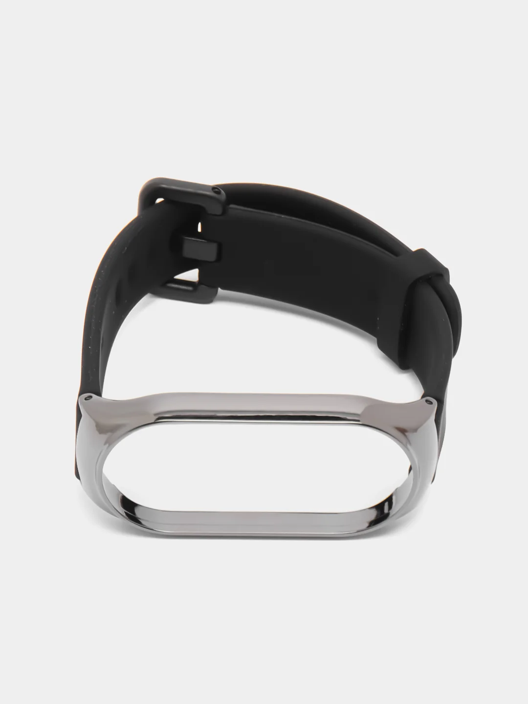 Черный ремешок для Xiaomi Мi band 7 (ксяоми ми бэнд) силиконовый металлический фитнес часы трекер