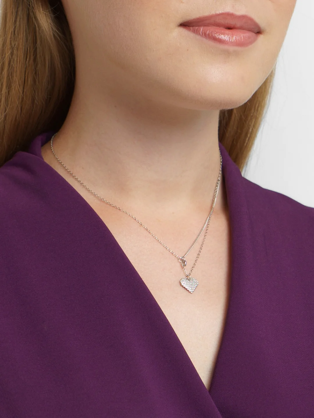 Серебряная цепочка с кулоном из сердец, 925 s