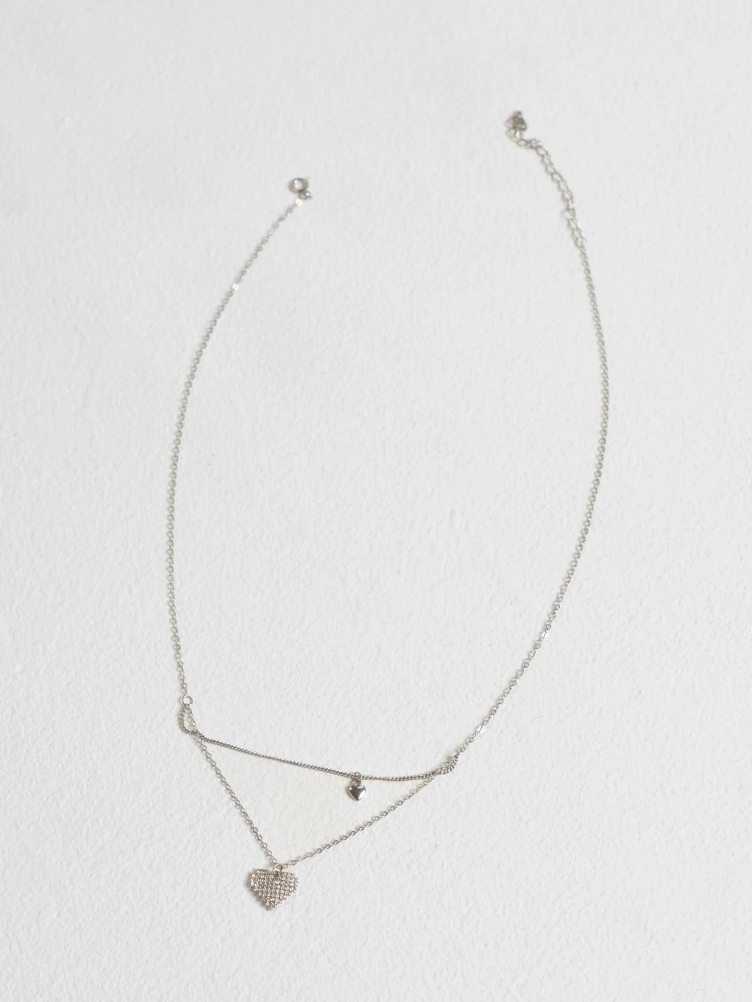 Серебряная цепочка с кулоном из сердец, 925 s