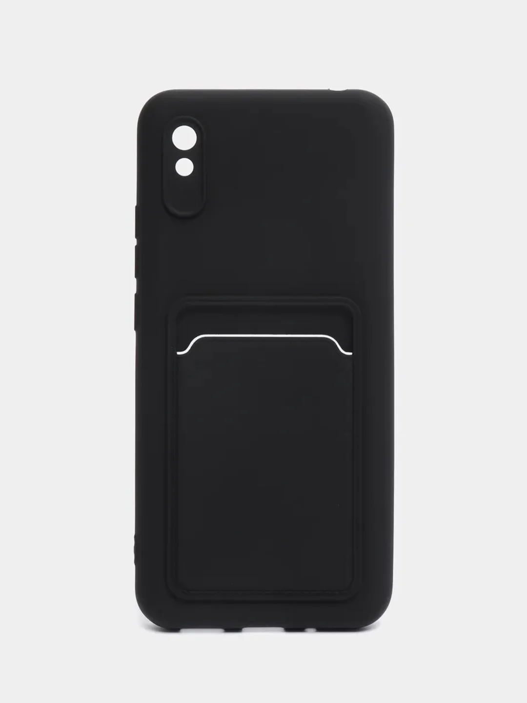 Черный чехол для Xiaomi Redmi 9A, Сяоми Редми 9А, силиконовый, с карманом для карты
