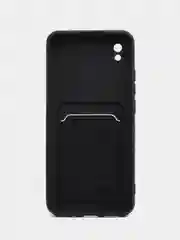 Черный чехол для Xiaomi Redmi 9A, Сяоми Редми 9А, силиконовый, с карманом для карты