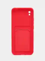Красный чехол для Xiaomi Redmi 9A, Сяоми Редми 9А, силиконовый, с карманом для карты