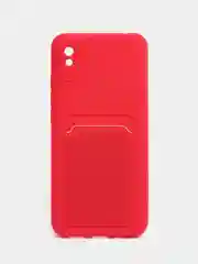 Красный чехол для Xiaomi Redmi 9A, Сяоми Редми 9А, силиконовый, с карманом для карты