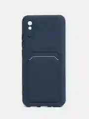 Темно-синий чехол для Xiaomi Redmi 9A, Сяоми Редми 9А, силиконовый, с карманом для карты