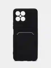 Черный чехол для Honor X8 4G, Хонор Х8 4Г силиконовый, с карманом для карты