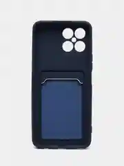 Темно-синий чехол для Honor X8 4G, Хонор Х8 4Г силиконовый, с карманом для карты