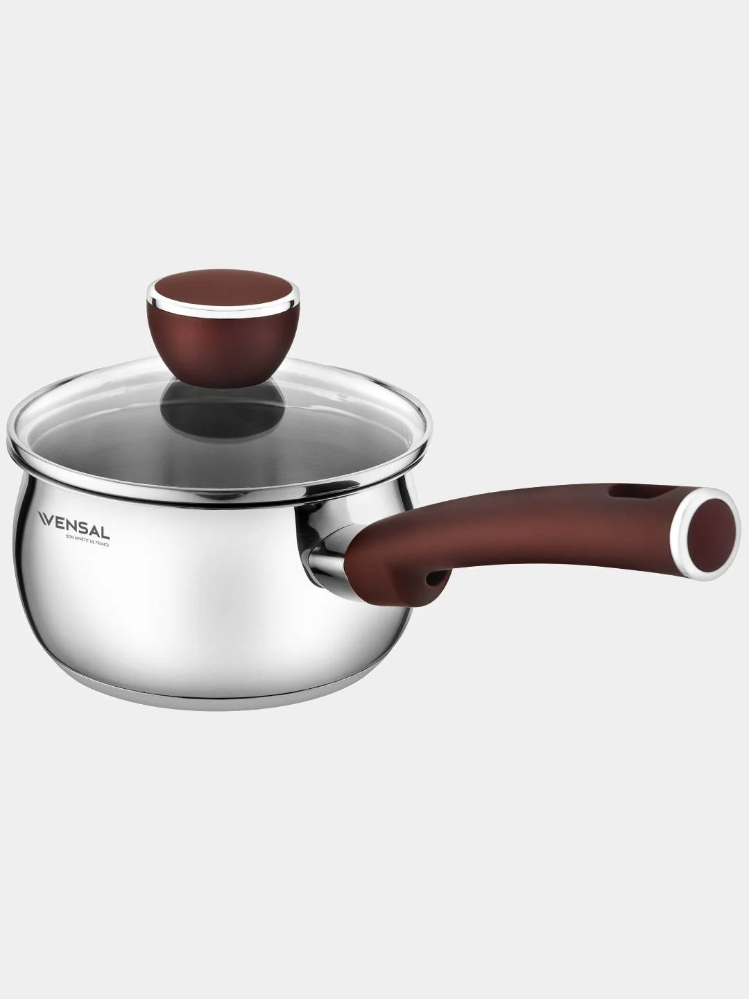 Ковш Vensal "Joli", из нержавеющей стали, с крышкой, 16 см, 1,7 л, VS1543