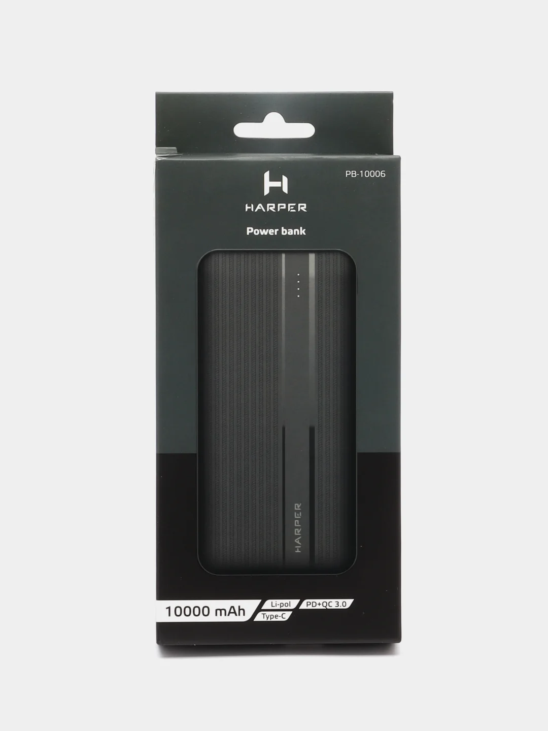 Внешний аккумулятор Harper PB-10006, 10000 мАч, быстрая зарядка, Micro USB, Type-C, USBх2