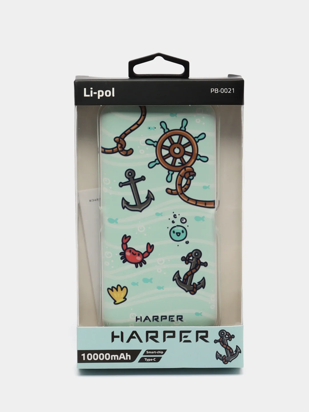 Внешний аккумулятор Harper PB-0021, 10 000 мАч, Micro USB, Type-C, USB х 2