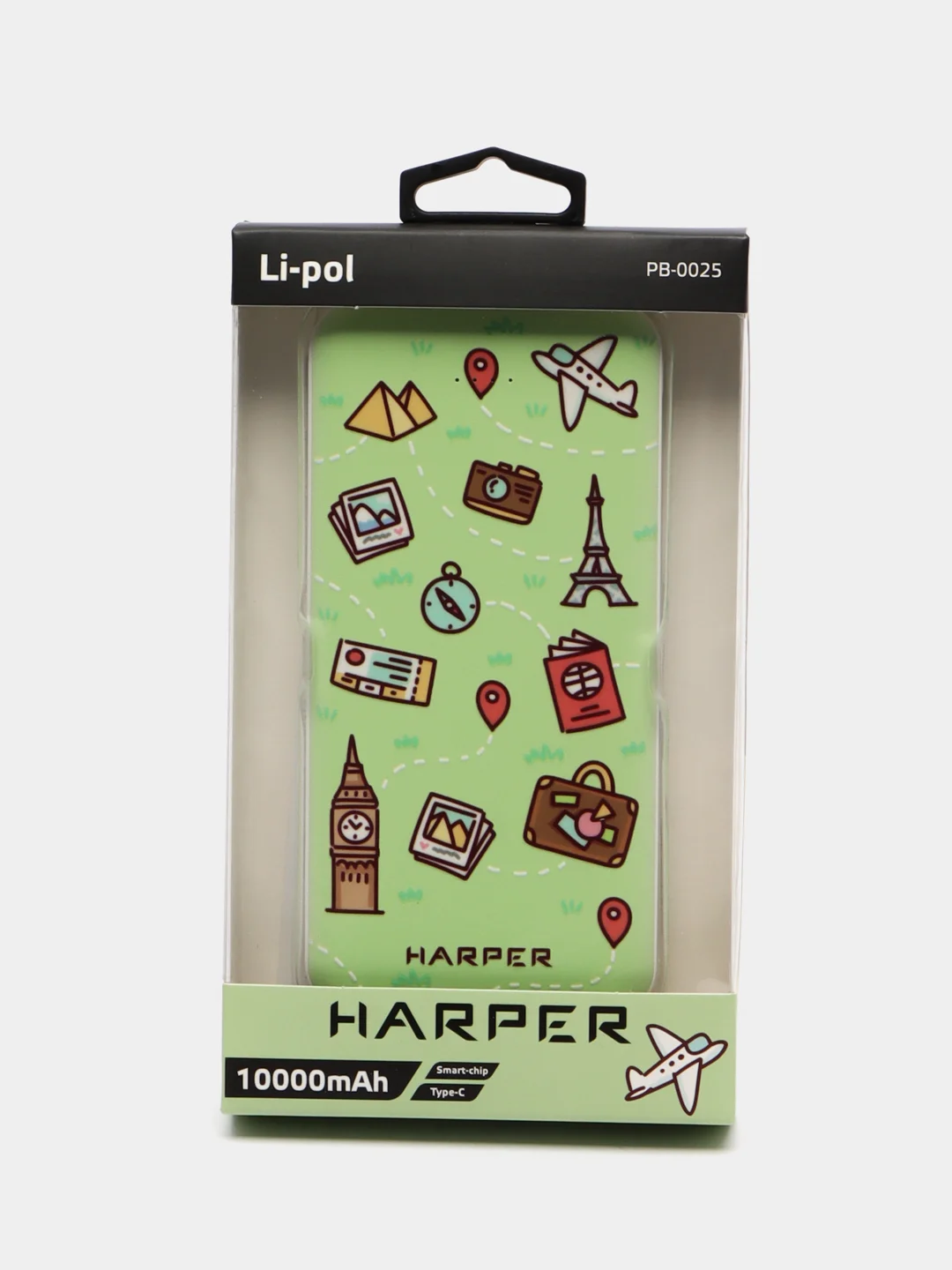 Внешний аккумулятор Harper PB-0025, 10 000 мАч, Micro USB, Type-C, USB х 2